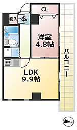 クラウンビルレジオン三宮 1LDKの間取図画像