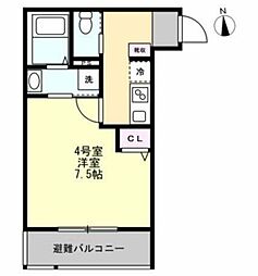ベイルームリサータ相模原 1Kの間取図画像