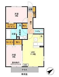 アミティエ 1階2LDKの間取り