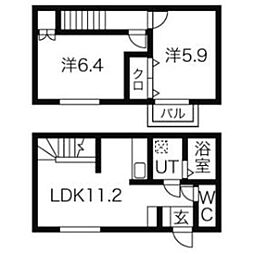 コヴェント・ガーデン 2LDKの間取図画像