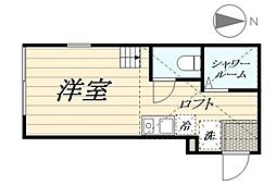 エリアサイワイ 1階ワンルームの間取り