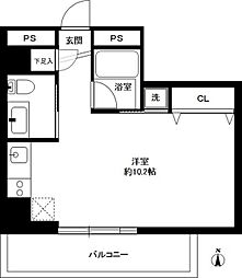 広尾ウエスト ワンルームの間取図画像
