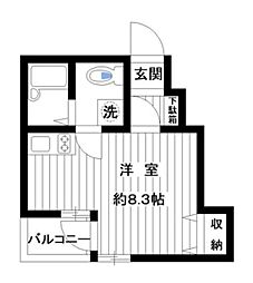 ブライトステージ南田中 5階ワンルームの間取り