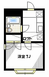 ベルローズ 2階1Kの間取り