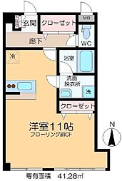 三家第2ビル 3階ワンルームの間取り