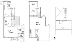 ルミークアン目黒 3階2LDKの間取り