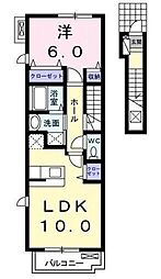 ノーブル・スクエア 2階1LDKの間取り