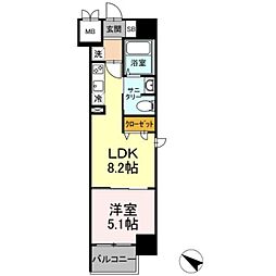 TEC Green Residence 4階1LDKの間取り