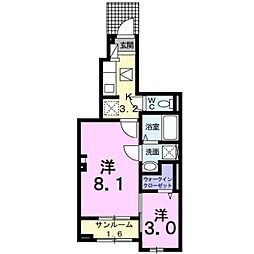 カーサフィオーレ 2Kの間取図画像