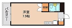 ヤングコート市川 4階ワンルームの間取り