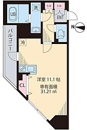 ルアナ亀戸 3階ワンルームの間取り