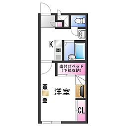 レオパレスMK 1Kの間取図画像