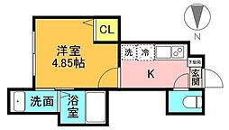 ソルナクレイシア祖師谷 1階1Kの間取り