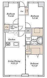 コンフォート津田沼壱番館 3階3LDKの間取り