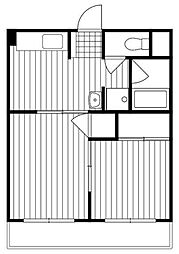 増尾マンション 3階2DKの間取り