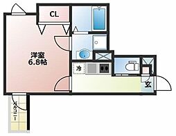 プルミエII 2階1Kの間取り