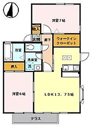 ラフォーレ皇山 1階2LDKの間取り