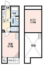プリムローズ 1Kの間取図画像