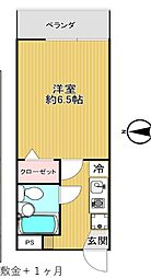 グランメール松下 1Kの間取図画像