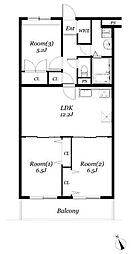 ベルフラット吉野 3LDKの間取図画像