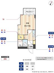 ガーデンハイツビコー 3階1Kの間取り