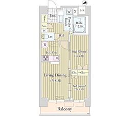 カハレア調布 2LDKの間取図画像