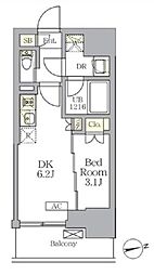 ザ・ライオンズフォーシア文京湯島 1階1DKの間取り