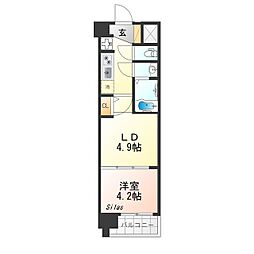 エステムコート京都二条 3階2Kの間取り