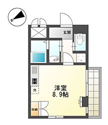 カーサ　カリーノ 1階ワンルームの間取り