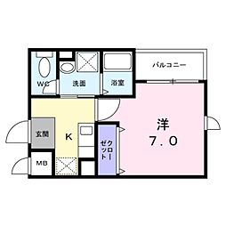 ヴァンベェール27 1Kの間取図画像