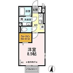 ルインズ・イン・マルヤマC棟 1Kの間取図画像