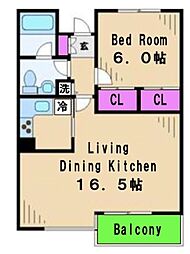プラネット永山 3階1LDKの間取り