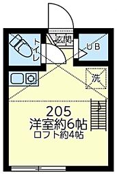 oasis戸部A ワンルームの間取図画像