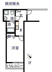 クオーレ北小金 1Kの間取図画像