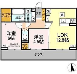 フリージア II 1階2LDKの間取り