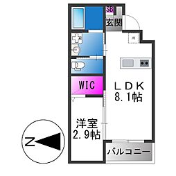 大阪市生野区林寺4丁目マンション 1LDKの間取図画像