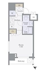JR山手線 目黒駅 徒歩8分の賃貸マンション 5階1Kの間取り