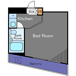 ハイタウン駒場東大前 3階ワンルームの間取り