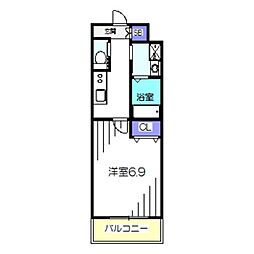クローバー・グランデ長居公園 1Kの間取図画像
