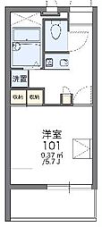 レオパレスアルファヒルズ 1Kの間取図画像