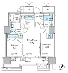 晴海フラッグ ポートヴィレッジ A棟 17階2LDKの間取り