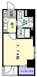 ルシエルミノワ 7階1Kの間取り