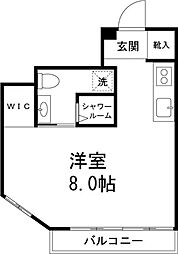 谷田貝ビル 2階ワンルームの間取り