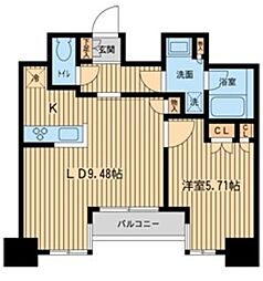 KDXレジデンス東新宿 12階1LDKの間取り
