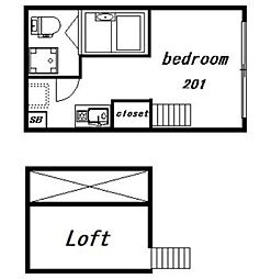 MIURA-II 2階ワンルームの間取り