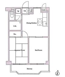ガーデンヒルズ壱番館 1階2DKの間取り