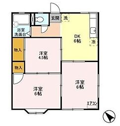 アネックスU2 2階3DKの間取り