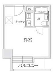 大橋スカイハイツ ワンルームの間取図画像