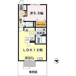 神鉄有馬線 箕谷駅 徒歩5分の賃貸アパート 1階1LDKの間取り