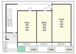 仮リブリ江戸川区西小岩 3階1Kの間取り